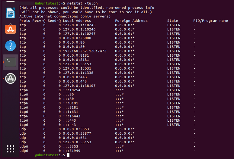 linux network scanner command open port
